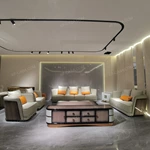 Dove Gray Leather Sofa Set with Piped Edge Craftsmanship, Diamond Quilted Accents & Natural Wood Veneer